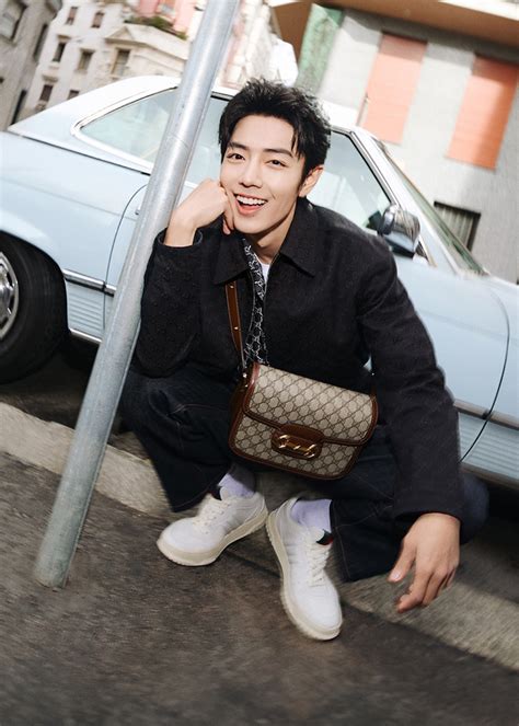 Guccis Golden Boy Xiao Zhan Shines In Horsebit 1955 Bag Ad