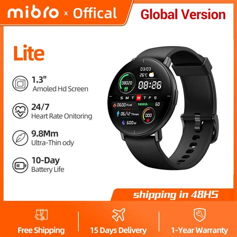 Mibro Lite Smartwatch Global Version Inch Amoled Hd Display Ip