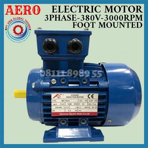 Jual Electric Motor 037kw 05hp 2p 3000rpm 3phase 71m 1 2 B3 Aero