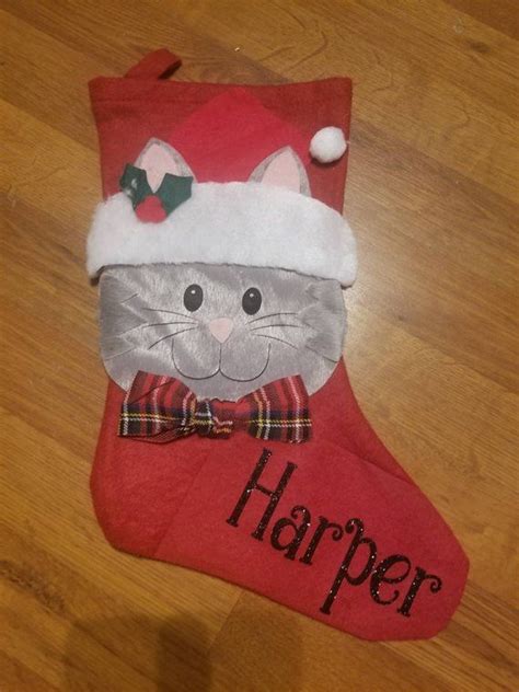 Cat Christmas Stocking Cat Stocking Personalized Christmas - Etsy ...