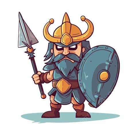 Warrior Clipart Cartoon Character Vector Viking Warrior Holding Shield