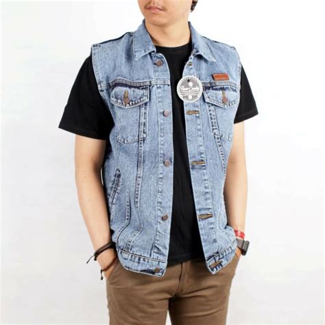 Jaket Rompi Jeans Sandwash Blue Jaket Rompi Jeans Pria Sandwash Blue