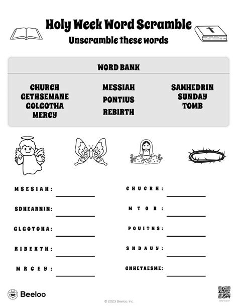 Holy Week Word Scramble • Beeloo Printable Crafts And Activities For Kids