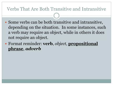 Transitive And Intransitive Verbs Ppt