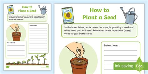 Planting A Seed Instructions Template Planting Seeds