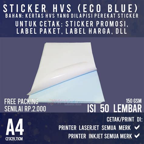 Jual Ecoblue Lbr Stiker Hvs A Gsm Kertas Sticker Inkjet Doff