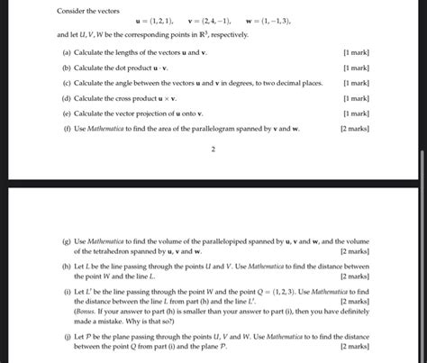 Solved Consider The Vectors U 1 2 1 V 2 4 1 W Chegg