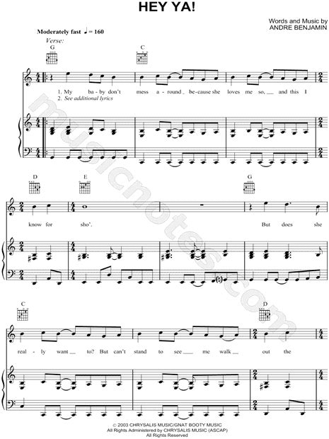 Outkast Hey Ya Sheet Music Notes Download Printable Pdf 60 Off