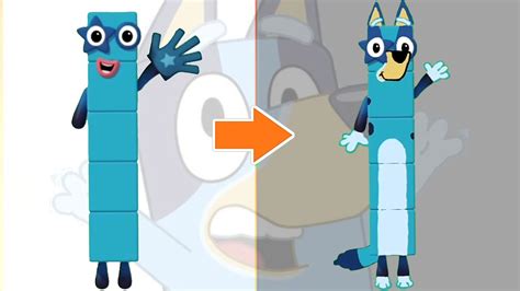 Numberblocks 5 Turns Into Bluey Bluey Numberblocks Transformation