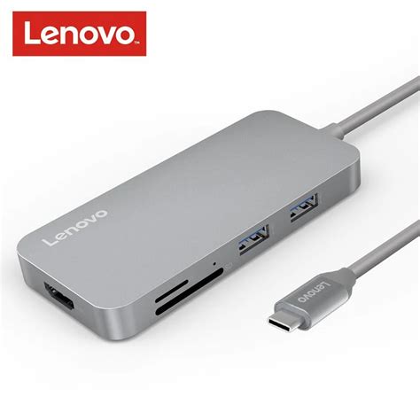 Lenovo USB C USB C Hub with Type C 7 in 1 USB 3.0 HUB Power Delivery 4K Video HD SD/TF Card ...