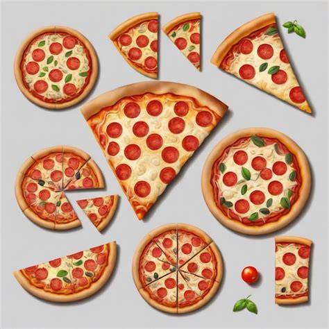 Premium Vector Pizza Vector Set White Background Isolated