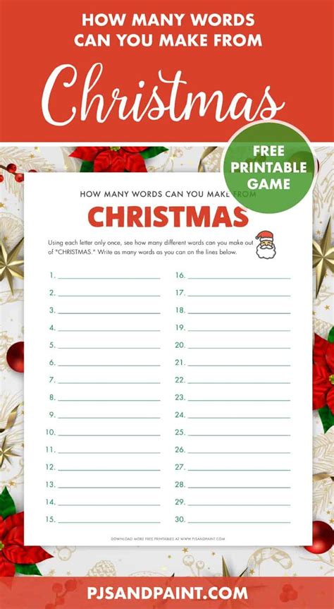 How Many Words Can You Make Out Of Christmas Free Printable Game