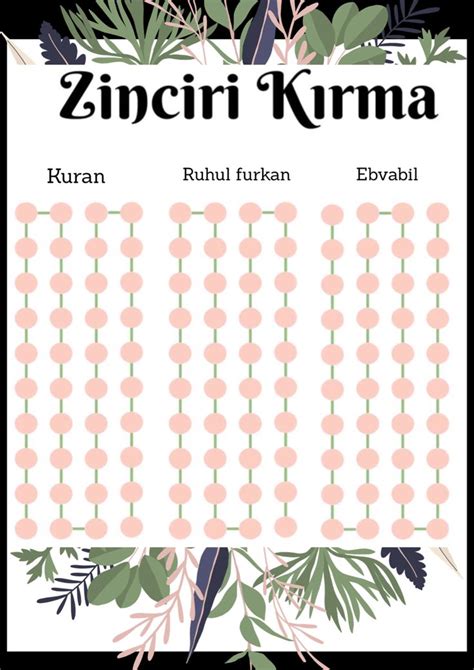 The Printable Zincir Krmaa Chart Is Shown In Pink And Green