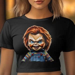 Evil Chucky Doll With Big Blue Eyes Digital Design Laughing Killer Doll With Scars on Face ...