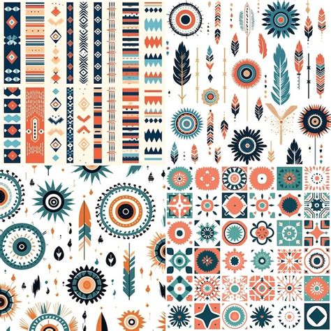 Premium Vector Bohemian Vector Seamless Patterns On White Background