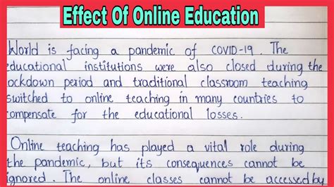 Impact Of Online Education On Students Essential Essay Writing