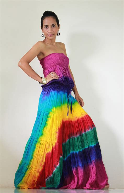 Tie Dye Dress Boho Hippie Funky Smocked Maxi Dress Exotic Collection On Luulla