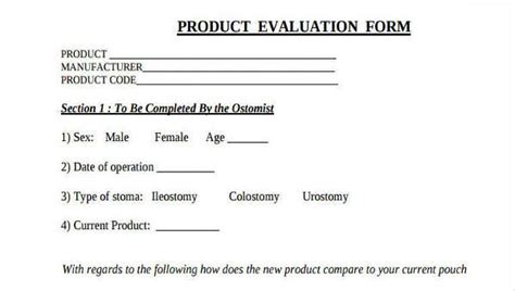 Free 9 Sample Product Evaluation Forms In Pdf Ms Word