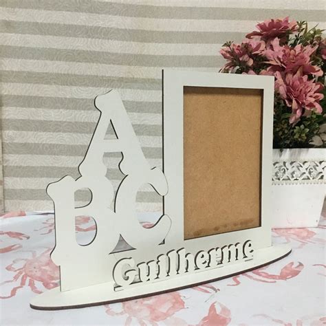 Lembrancinha Porta Retrato Abc Personalizado Nome Feito Em Mdf