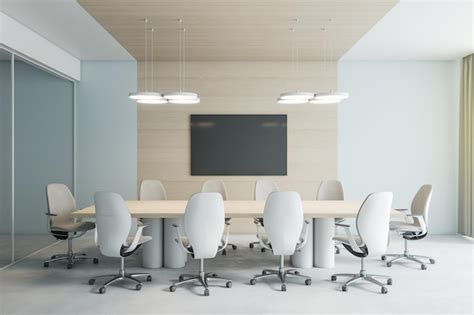 Premium Photo Front View On Light Modern Conference Room With Stylish