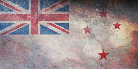 Top View Of Retro Flag Naval Ensign New Zealand With Grunge Texture