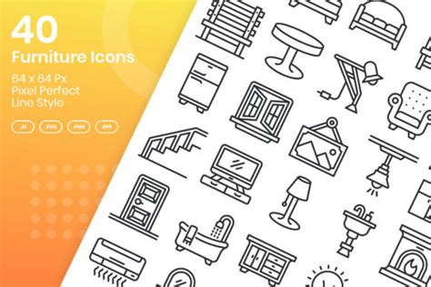 Furniture Icons Line Graphic By Kmgdesignid Creative Fabrica