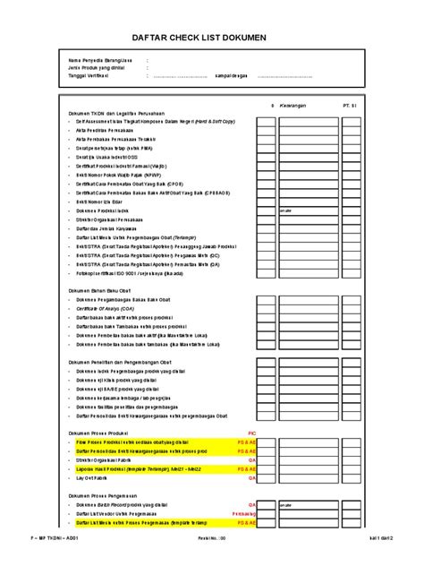 Cek List Dokumen Tkdn Industri Farmasi Pdf