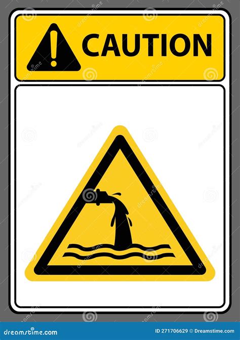 Wastewater Treatment Ponddrainchemical Watersign Caution Stock