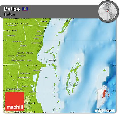 Free Physical Map of Belize