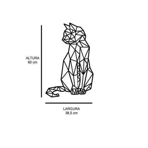 Escultura De Parede Em Mdf Gato Geométrico Madeiramadeira