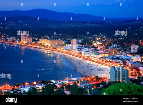 Aerial view of Piriapolis City and beach. Maldonado, Uruguay, south ...