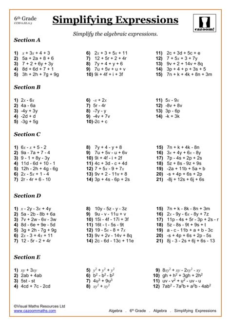 Grade Six Mathematics Worksheets