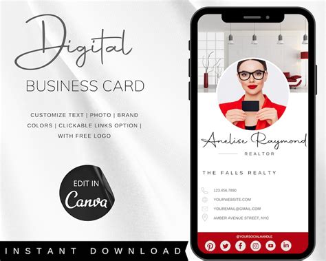 Modern Digital Business Card Template Custom Digital Etsy