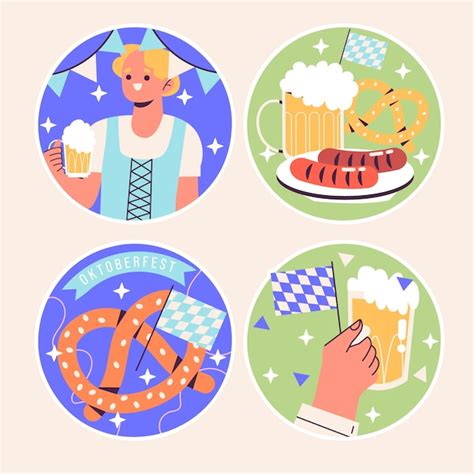 Free Vector Naive Oktoberfest Stickers Collection