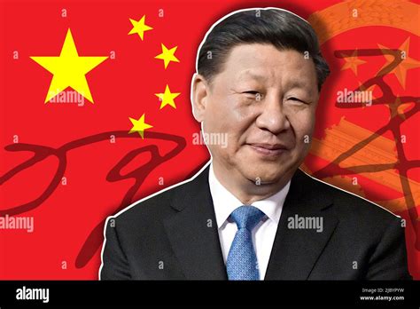 Xi Jinping, signature, China flag and national emblem Stock Photo - Alamy