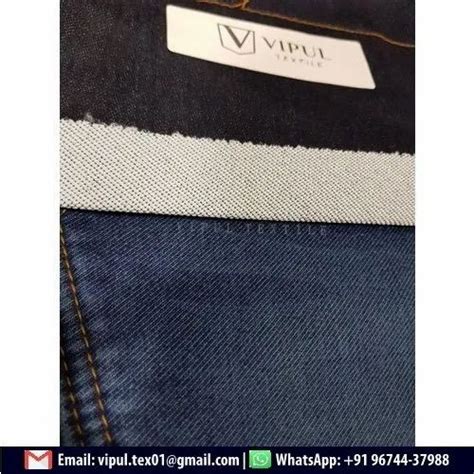 Indigo Black Plain Cotton Lycra Denim Fabric For Jeans Packaging Type