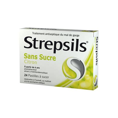 Strepsils Citron Sans Sucre 24 Pastilles Pharmacie Sirvin