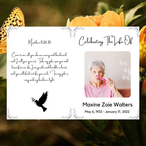 Editable Funeral Program Template Celebration Of Life Etsy Canada