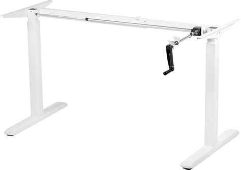 VIVO White Manual Height Adjustable Stand Up Desk Frame With Hand Crank