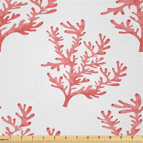 Ambesonne Under The Sea Fabric By The Yard Microfiber Coral Seaweed