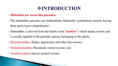 SOLUTION: Classification of helminthes upto order level 2 - Studypool