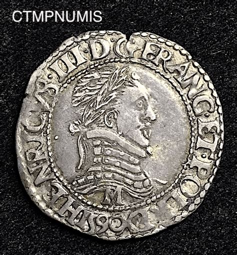 MONNAIE ROYALE HENRI III 1 4 DE FRANC ARGENT 1590 M TOULOUSE CTMP