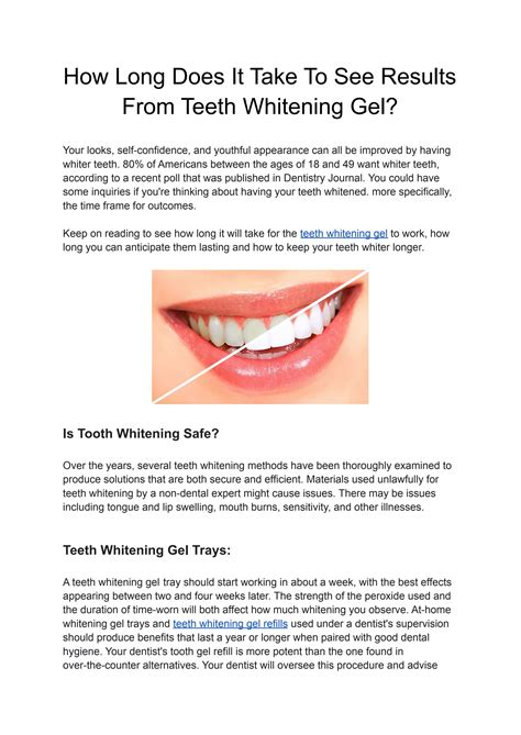 How Long Does It Take To See Results From Teeth Whitening Gel By