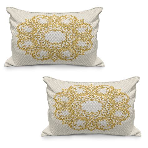 Victorian Quilted Pillowcover Set Of Traditional Floral Round Circle