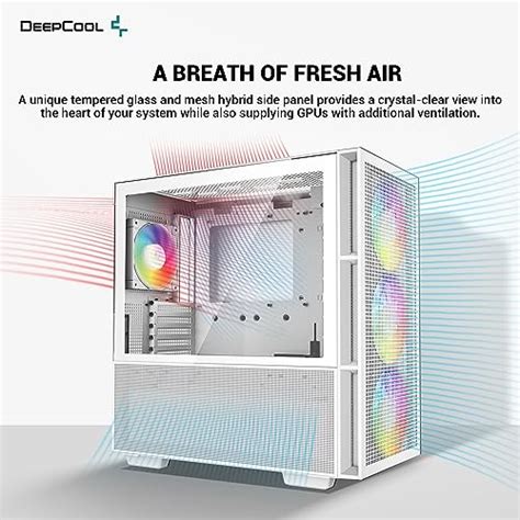 Deepcool Ch560 Wh White Pc Case High Airflow 140mm Pwm Argb Fans Front