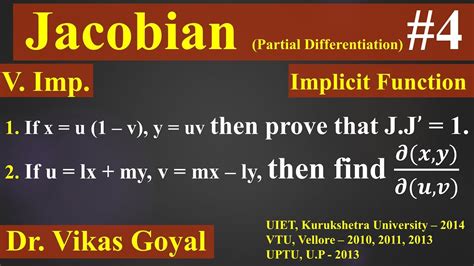 Jacobian In Hindi V Imp Implicit Function Reducible To Explicit