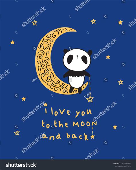 Love You Moon Back Greeting Card Stock Vector Royalty Free 1412356508 Shutterstock