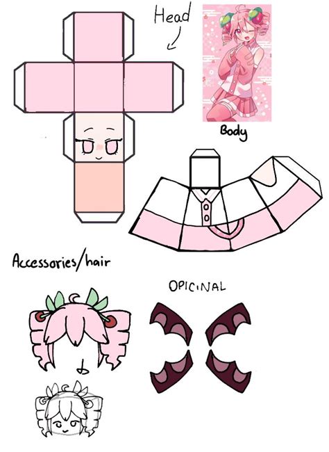 sakura teto paper craft modelo de boneca de papel papercraft ideias