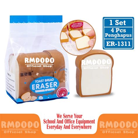 Jual Rmdodo Penghapus Pensil Roti Tawar Murah Isi 1 Set 4 Pcs