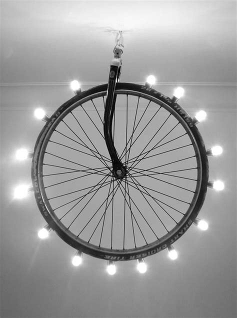 Use An Old Bike Tirewheel And Connect Led Household Bulbs Through Wire